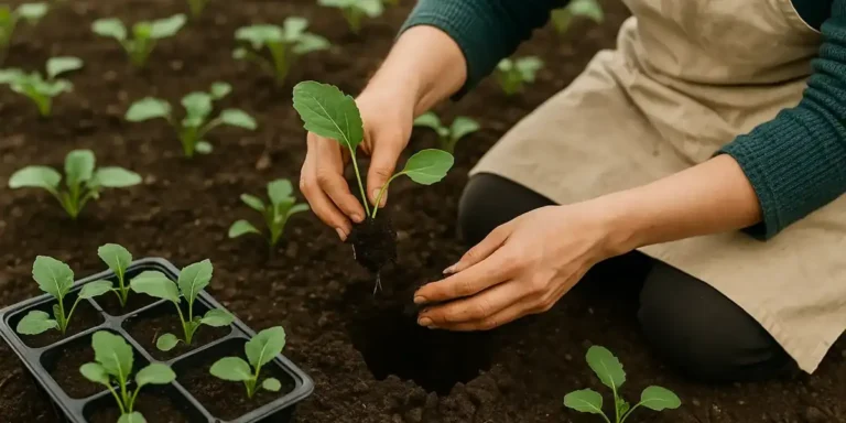 trasplante de plantas de hortaliza