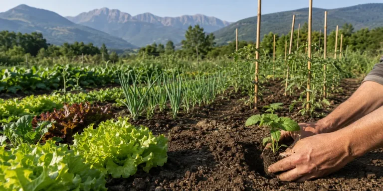 Cultivo de hortalizas en un huerto del Pirineo aragonés
